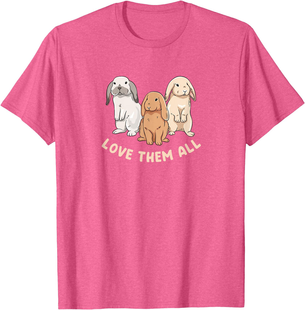 3 Cute Lop Bunnies Love Design for Bunny Owners T-Shirt in Pink Heather