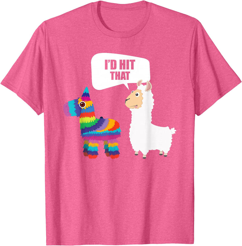 VepaDesigns Cinco De Mayo Shirt Mexican Gift Llama Id Hit That Pinata Mexican Funny Cinco de Mayo Gift T-Shirt - Pink Heather