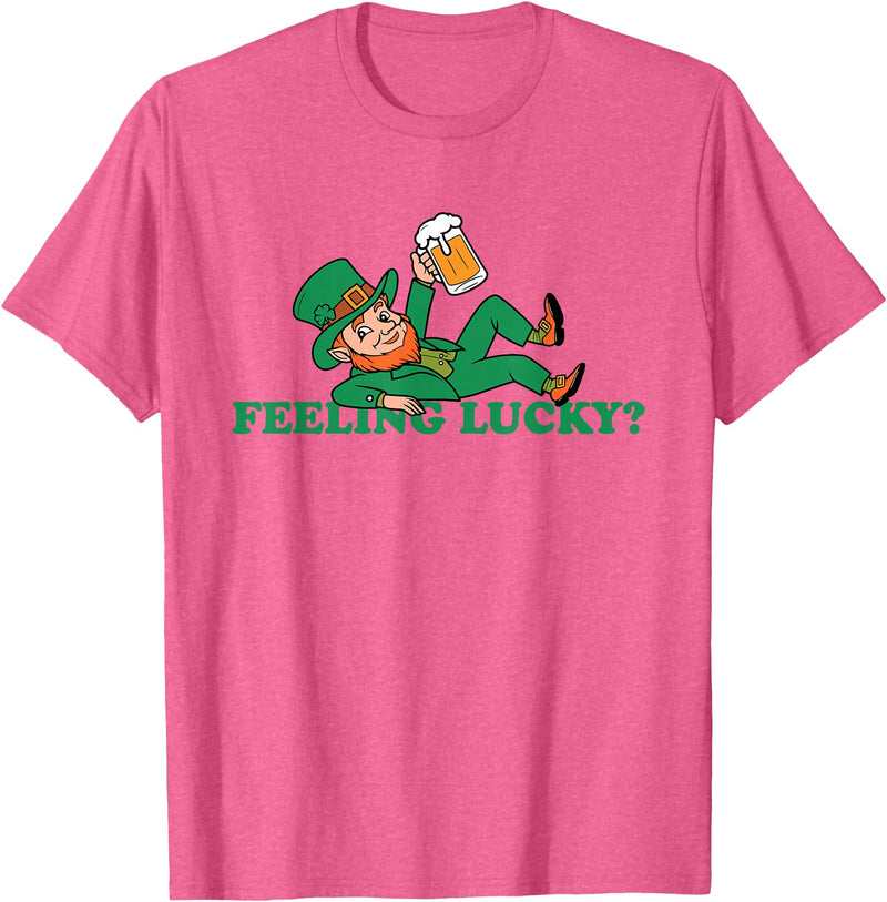 St. Patrick's Day Lucky Tee Leprechaun Feeling Lucky St Patrick's Day T-Shirt - Pink Heather
