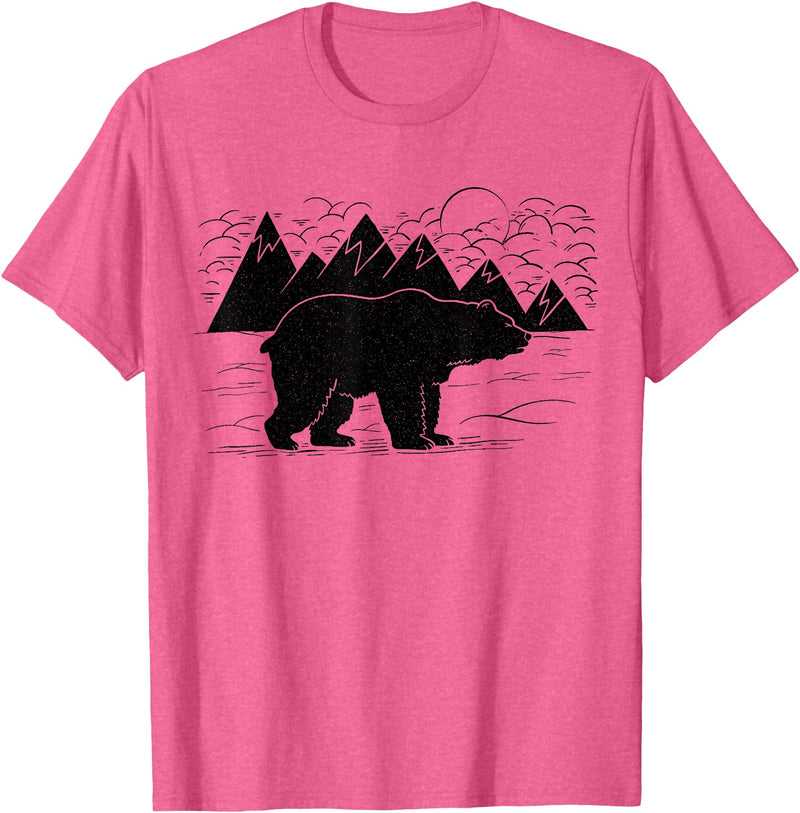Black Bear Wildlife Animal Wilderness Graphic T-Shirt - Pink Heather
