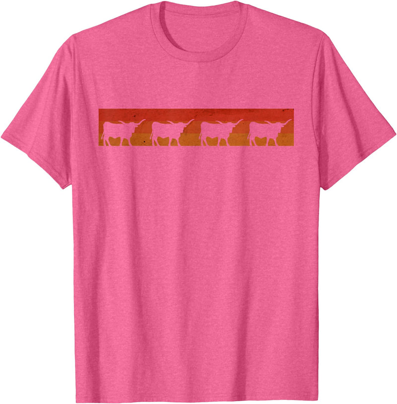 Triple G Mavs Vintage Retro Longhorn Shirt Cow Farm Animal Gift T-Shirt - Pink Heather