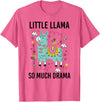 Llama Shirt Kids Boys Toddler Little Llama So Much Drama T-Shirt - Pink Heather