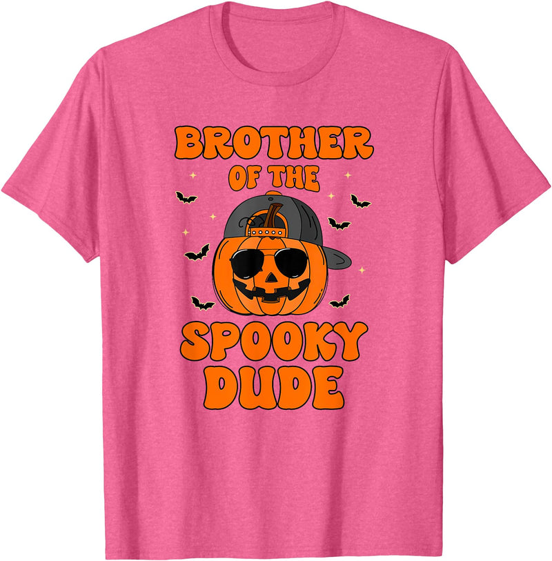 One Spooky Dude 1st Birthday Outfit For Family Brother of The Spooky Dude Halloween Pumpkin Birthday Family T-Shirt - Pink