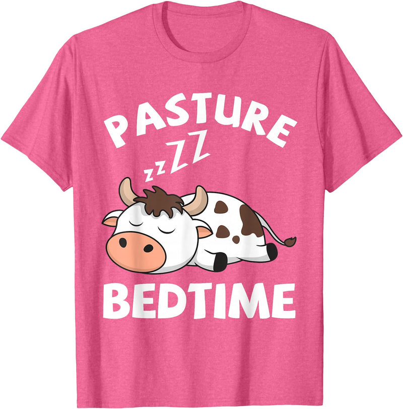 Cow Lovers Gifts Co. Pasture Bedtime Cows Lovers Funny Livestock Breeder Cow Farm T-Shirt - Pink Heather