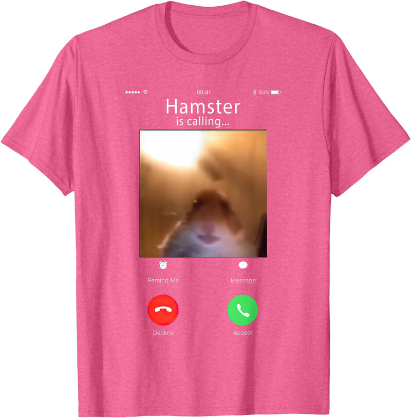dank Meme Hamster Staring Front Camera Hamster Calling T-Shirt - Pink Heather