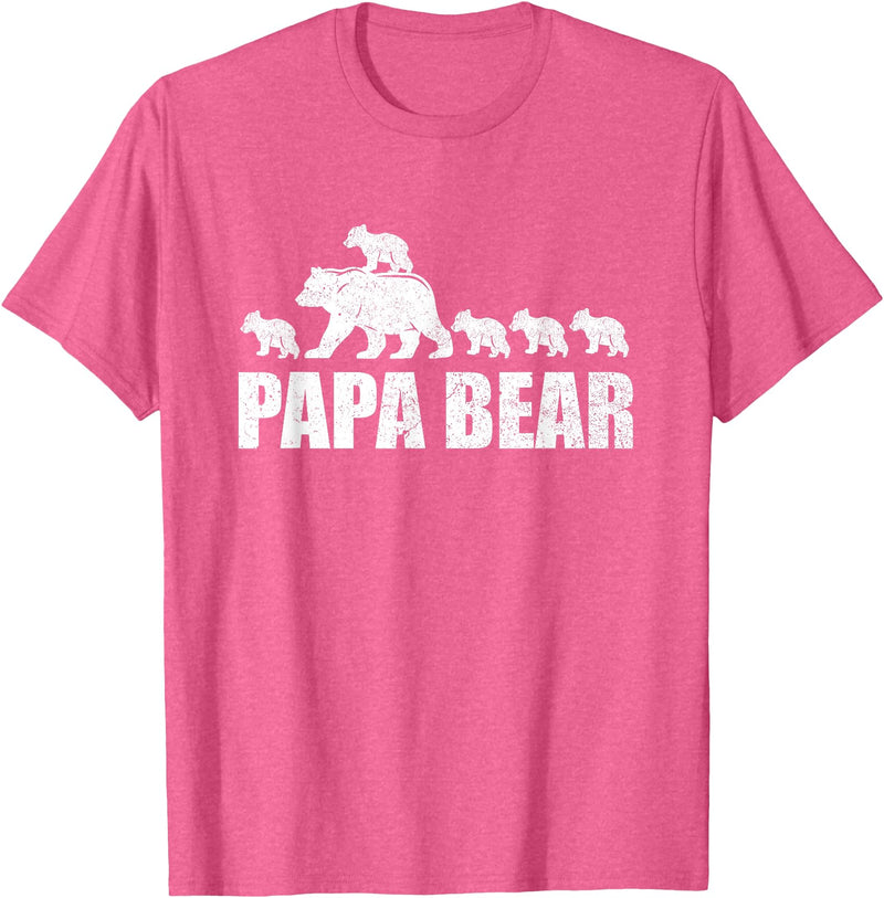 Papa Bear 5 Kids TShirt Papa Bear 5 Cubs Shirt Papa Bear 5 Cubs Shirt Daddy Bear 5 Kids TShirt Papa 5 Kids T-Shirt - Pink Heather