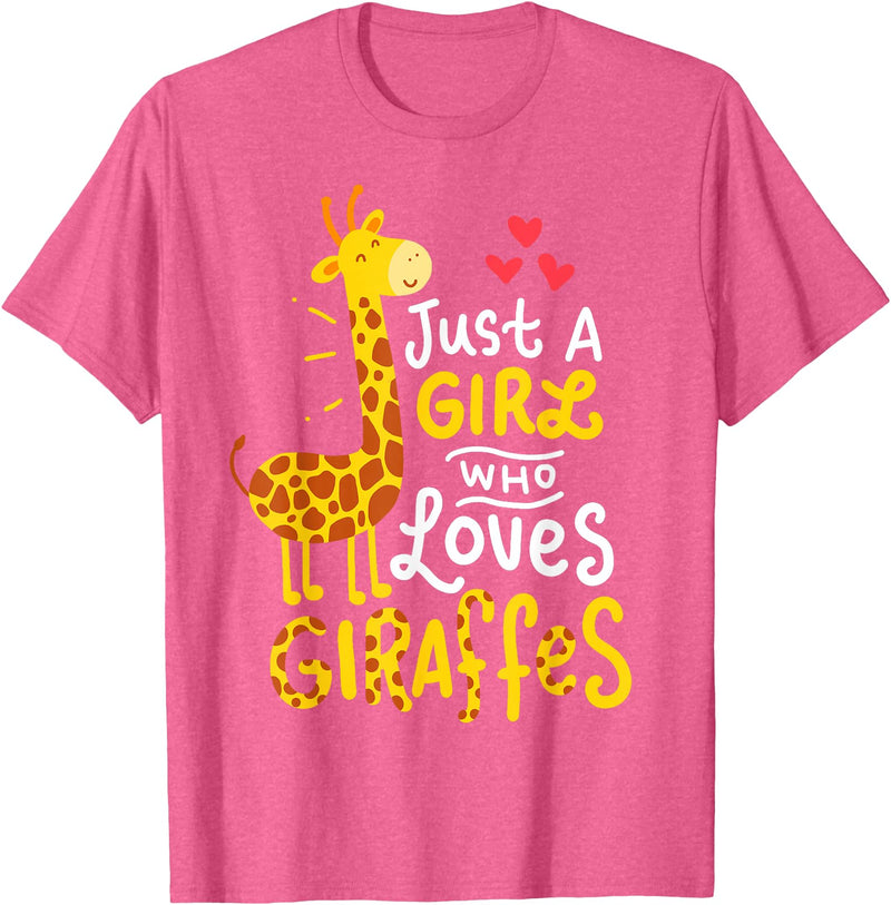 Giraffes Giraffes Giraffes Giraffe Just A Girl Who Loves Giraffes Gift T-Shirt Small - Pink Heather