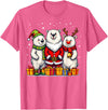 Christmas Polar Bear Santa Elf Reindeer Holiday Cute Christmas Polar Bears in Santa Elf and Reindeer Costume T-Shirt - Pink Heather