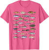 Botanical Chart Apparel Co. Vintage Fish Identification Chart Fishing T-Shirt - Pink Heather