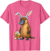 Platypus Animal Easter Rabbit Eggs Bunny Ears Cute T-Shirt in Pink Heather