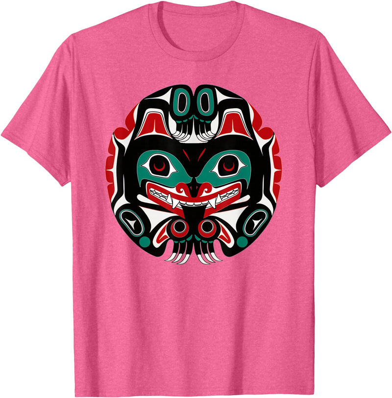 Tribal America Alaska Native American Art Tlingit Eagle Tribal Bear Clan T-Shirt - Pink Heather