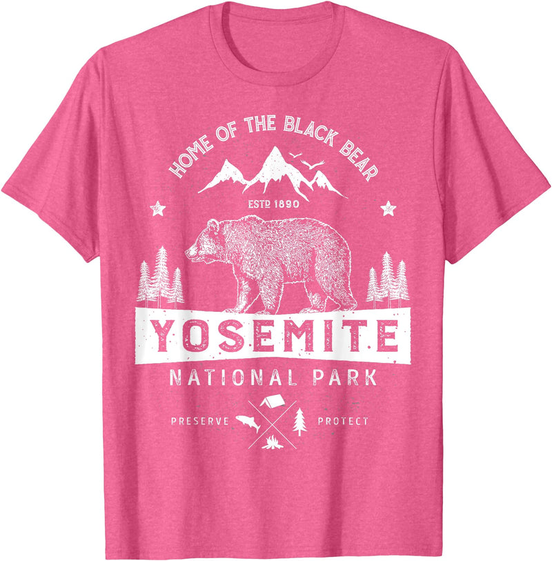 Lique National Park Yosemite National Park T shirt California Bear Vintage Gifts T-Shirt - Pink Heather