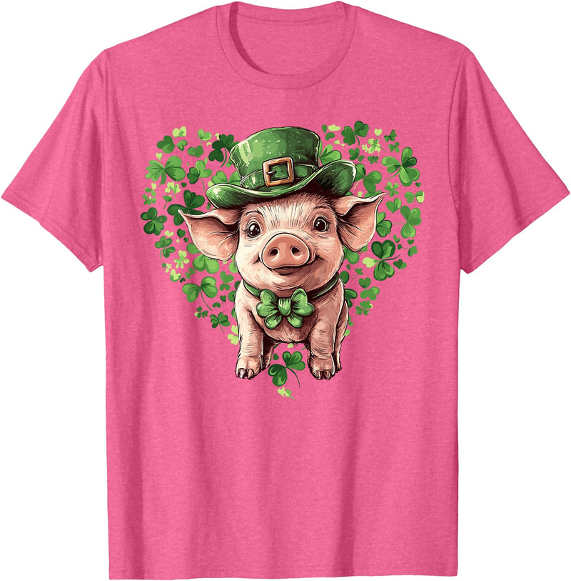 Irish Pig Lover St. Paddy’s Day Funny St. Patrick’s Day Pig Lucky Shamrock Irish Farm T-Shirt - Pink Heather