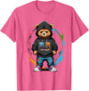 The Big Teddy Bear Crew Teddy Bear Gangster in Hip Hop Street Clothes T-Shirt - Pink Heather