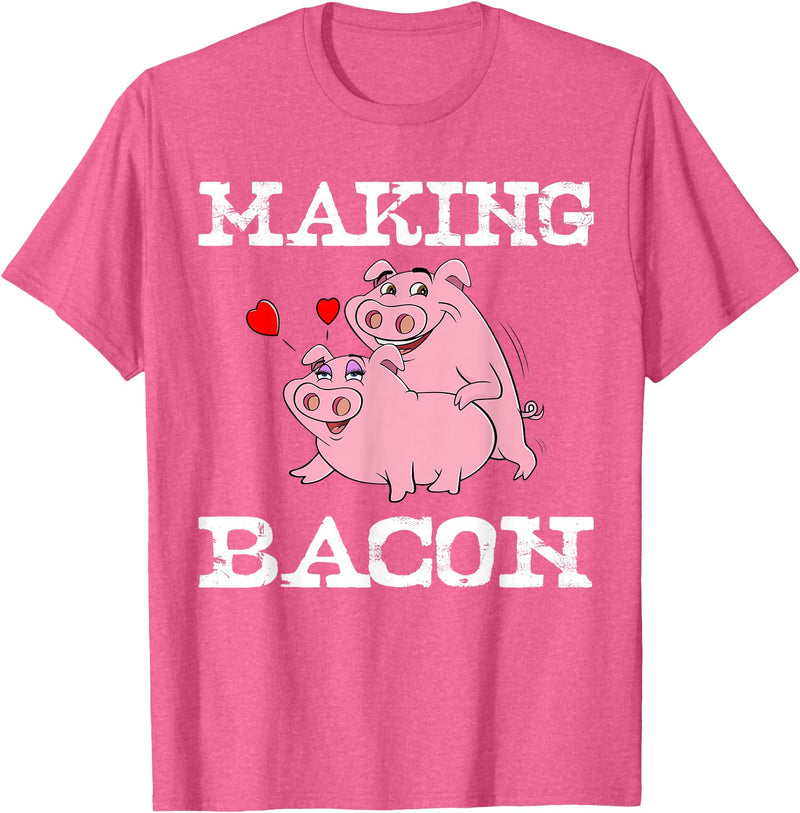 Funny Bacon Tee Gifts for Men Women Funny Pigs Making Bacon Tee Cute Pork Breakfast Tee Women T-Shirt - Pink Heather