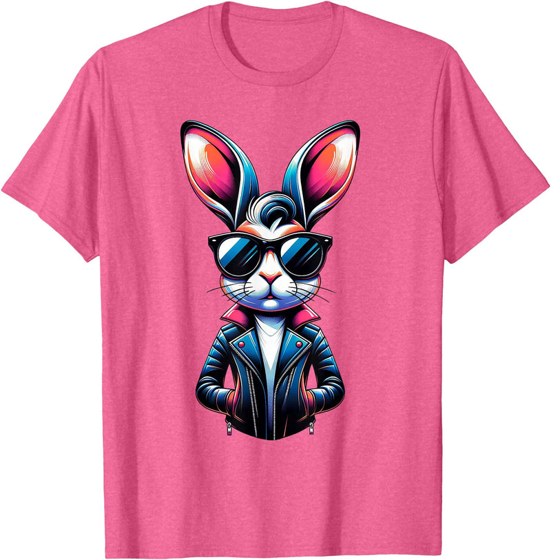 Easter Bunny, Angry Bunny, Funny Rabbit, Funny Animal T-Shirt in Pink Heather