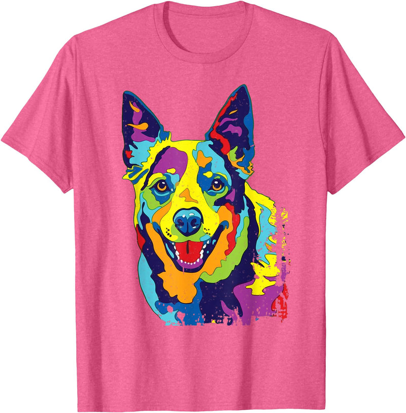 Funny Dog Lover Shirts Cattle Dog Shirt Funny Australian Cattle Dog Pop-Art Shirt T-Shirt - Pink Heather