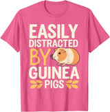 Easily Distracted by Guinea Pigs Outfit Guinea Pigs Jokes Easily Distracted by Guinea Pigs Sarcastic T-Shirt - Pink Heather