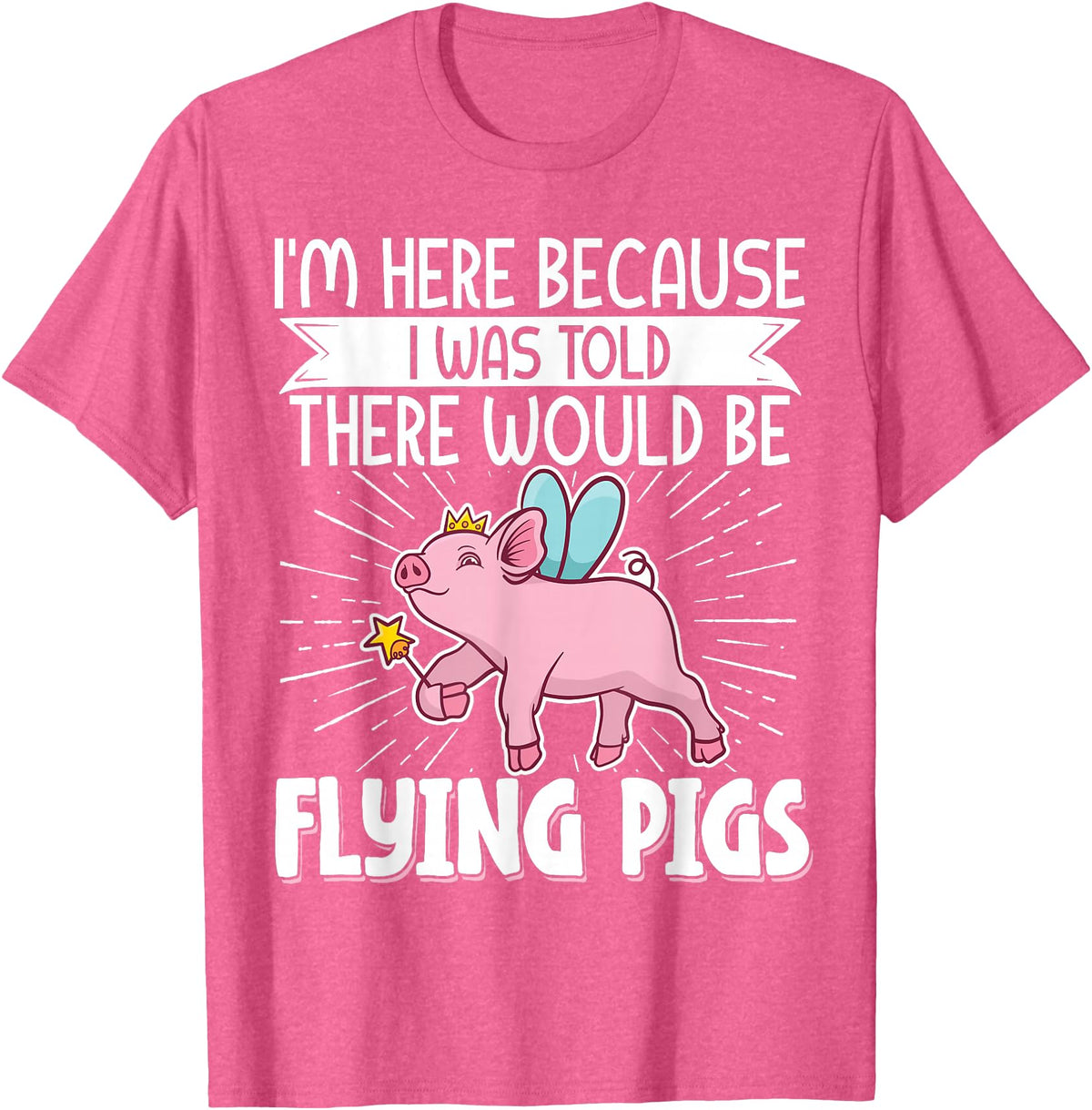 Flying Pig Piggy Clothing I'm Here Because I Was Told There Would Be Flying Pigs T-Shirt - Pink Heather
