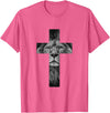 Christian Faith Gift Ideas Lion Cross King Lord Jesus Bible Judah T-Shirt - Pink Heather