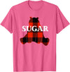 Buffalo Plaid Bear Designs Sugar Nickname Bear Buffalo Plaid Design T-Shirt - Pink Heather