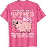 Funny Pig Farm Piggy Farmer Farming Gifts DAIMMER You Can't Buy Happiness But You Can Buy Pigs Which Is Pretty T-Shirt - Pink Heather