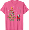 Fishermans Christmas Pajama Gift Tree Lights Merry Fishmas T-Shirt - Pink Heather