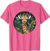 Nature Wildlife Giraffe Safari Jungle Giraffe With Tropical Jungle Leaves T-Shirt - Pink Heather