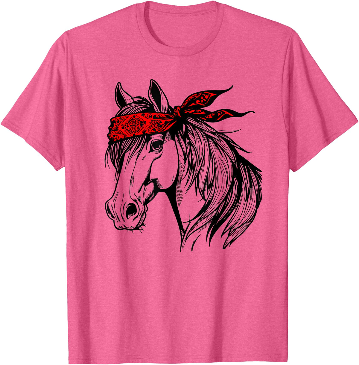 Horse Bandana Designs for Horse Lovers Horse Bandana for Horseback Riding Horse Lover Mother's Day T-Shirt - Pink Heather