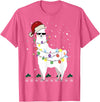 Christmas Llama Santa Hat Ugly Xmas Tee Christmas Llama Santa Hat Ugly Xmas Tree Alpaca Gift T-Shirt - Pink Heather