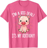 I'm A Big Deal It's My Birthday Apparel Co I'm A Big Deal It's My Birthday Funny Birthday with Pig T-Shirt - Pink Heather