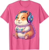 Funny Cute Hamster Gamer Adorable Video Game Animal Design T-Shirt - Pink Heather