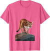 Mountain Lion Prowling and almost about to attack Mountain Lion on The Hunt and About to Pounce T-Shirt - Pink Heather