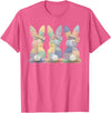Easter Patchwork Bunny Cute Bunny Rabbit Coquette Lace Bow T-Shirt in Pink Heather