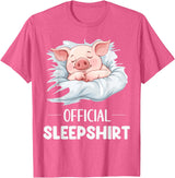 Cute Sleeping Pig Nightgown Sleepwear Pajama Official Sleepshirt Cute Sleeping Pig Animal Lovers Pajama T-Shirt - Pink Heather