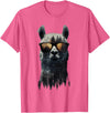 Funny Llama Lover Graphics Funny Alpaca Llama with Sunglasses Animal Graphic T-Shirt - Pink Heather
