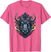 Wild Buffalo Bison Tribal Western Spirit Fierce Wild Bison Head Tribal Geometric Buffalo T-Shirt - Pink Heather