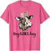 Funny Cow Design Cow Hay Girl Hay T-Shirt Funny Cow Lovers Heifer Gifts Tee T-Shirt - Pink Heather