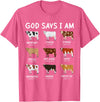 God Says I Am Christian Bible Verse Apparel God Says I Am Cute Heifer Cow Bible Verse Christian T-Shirt - Pink Heather