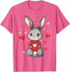 Rabbit Lover Heart Girls Valentine’s Day Women Bunny T-Shirt in Pink Heather