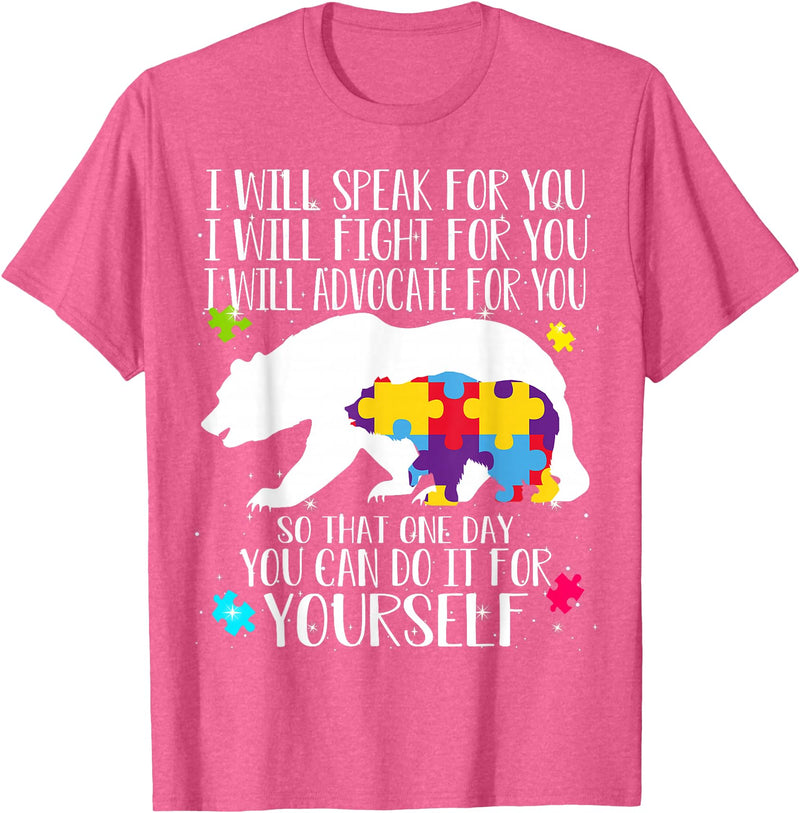 Mama Papa Bear Shirt Autism Awareness Shirt For Women Men T-Shirt - Pink Heather