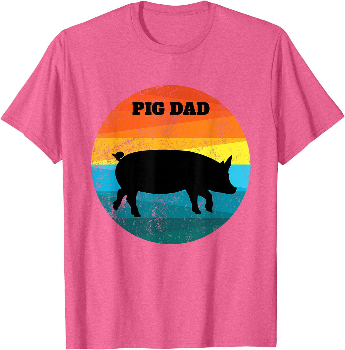 Cute Pot Belly Bellied Pig Owner Farmer PIG Lover Pot Belly PIG DAD Vintage Retro Men Women Kids Teen Tee Gift T-Shirt - Pink Heather