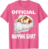 Official Sleep Pajamas Nightgown Sleepwear Co. Guinea Pig Official Napping shirt Pajamas Nightgown T-Shirt - Pink Heather