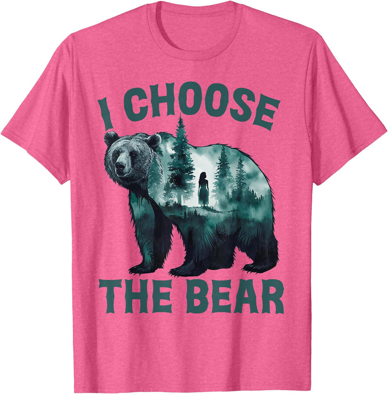 I choose the bear Apparel I choose the bear Shirt 2024 Bear In The Camp Trending T-Shirt - Pink Heather