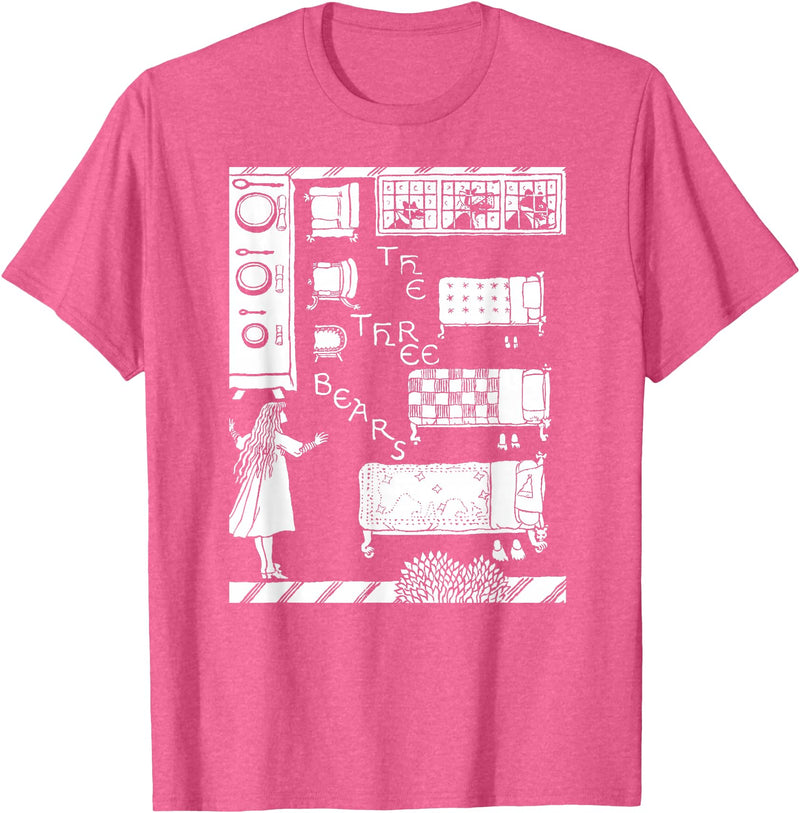 Vintage Fairy Tale Shirts The 3 Bears Vintage Goldilocks Retro Fairy Tale T-Shirt - Pink Heather