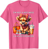 Cute Highland Cow I'm Not A Mess I'm Not A Hot Mess I'm A Spicy Disaster Cheeky Highland Cow T-Shirt - Pink Heather
