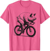 Pig Biker Pig Riding Bike Biker Bicycle Lover Biking T-Shirt - Pink Heather