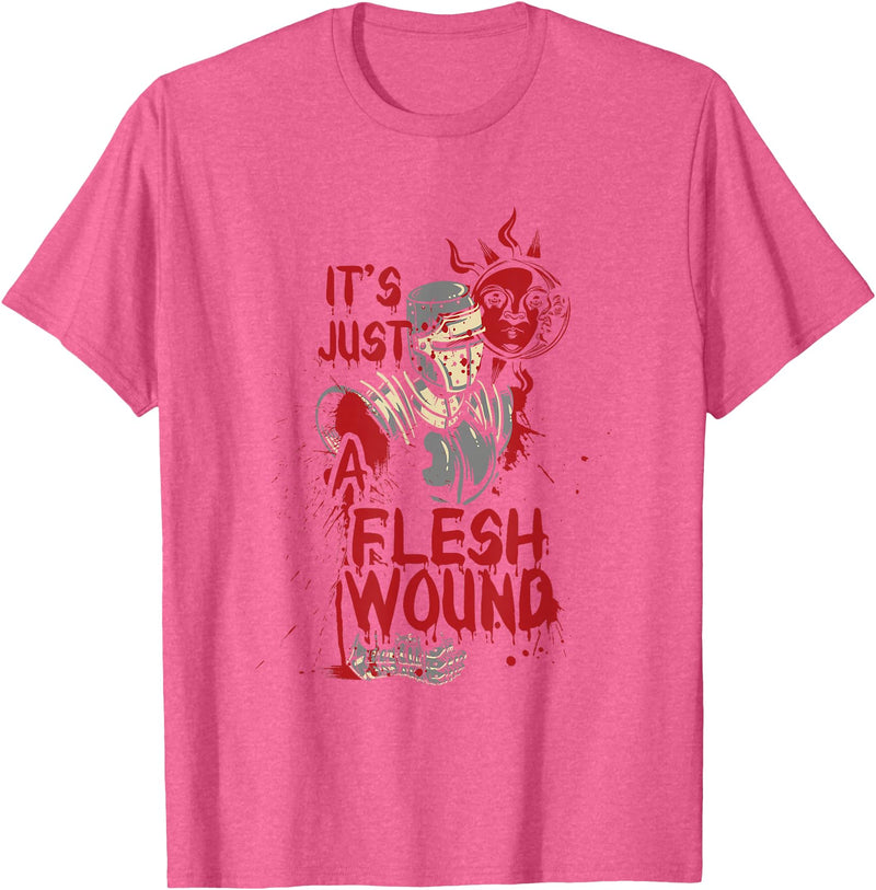 Bloody Funny Shirts It's Just A Flesh Wound Funny Halloween T-Shirt T-Shirt - Pink Heather