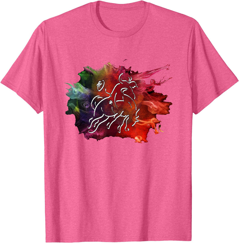 Horse Gifts by The Digital Barn Modern Western Bucking Horse T-Shirt T-Shirt - Pink Heather