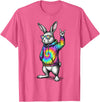 Cute Easter Bunny Rock Rabbit Sunglasses Happy Easter T-Shirt in Pink Heather